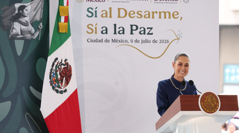 Alto a las armas, alto al fuego, la construcción de la paz comienza en las familias: Presidenta Claudia Sheinbaum hace llamado a sumarse al programa Sí al Desarme, Sí a la Paz