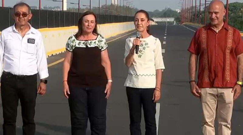 Presidenta Claudia Sheinbaum inaugura puente acceso al Puerto de Veracruz; es uno de los 400 puentes que se construirán en el sexenio